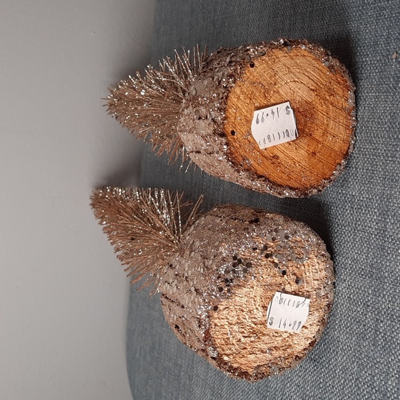 Bottle Brush Style Christmas Winter Tree Wood Base Mantle Tabletop Glitter Chic - Picture 4 of 5